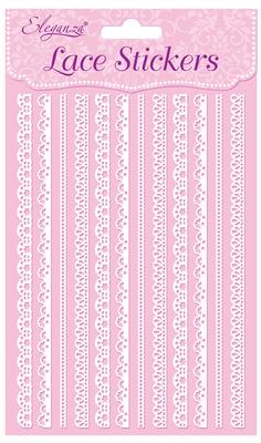 bg027074 Lace Stickers Edging Selection12 Strips White