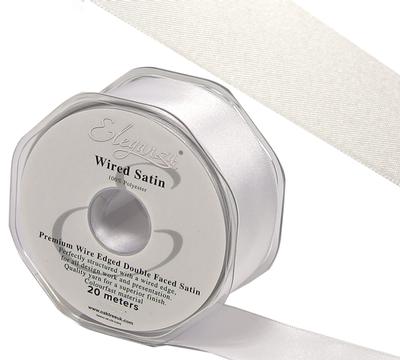 bg645493 Eleganza WiredEdge Premium DoubleFaced Satin 25mm x20m White No01