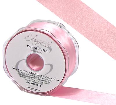 bg645769 Eleganza WiredEdge Premium DoubleFaced Satin 25mm x20m Lt Pink No21