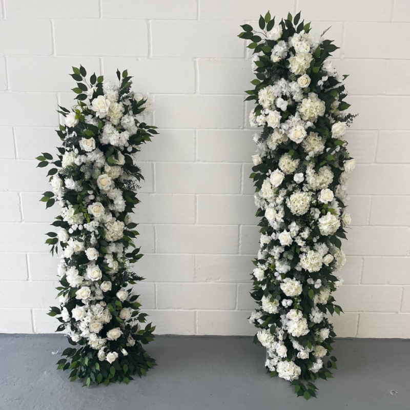 white flower arch