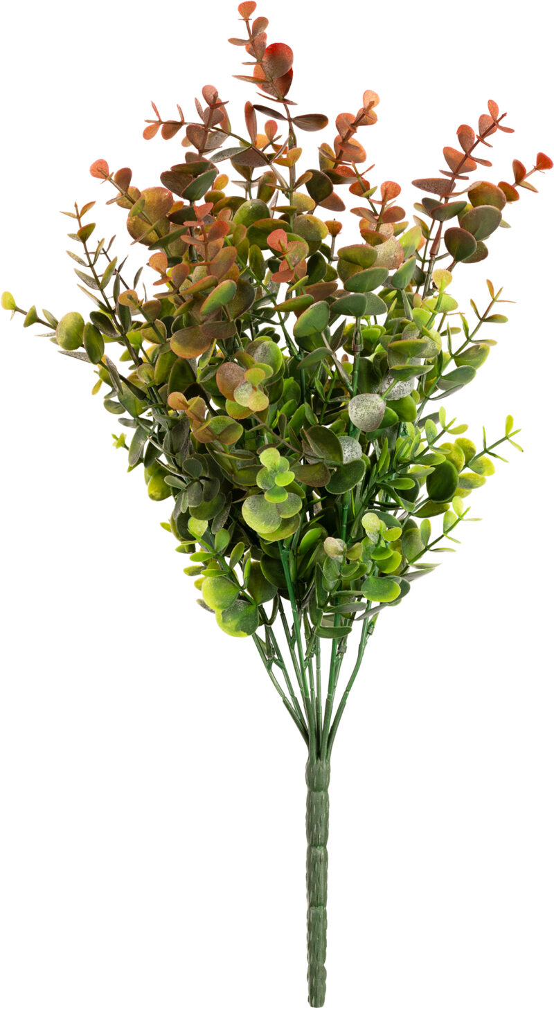 501085 Plastic Eucalyptus Bush Large x 9 Green Red