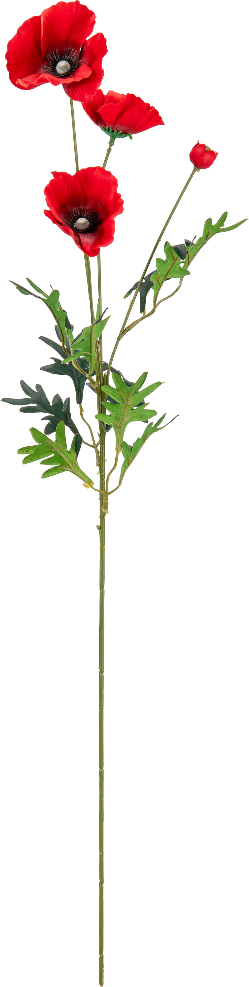 504017 Eleganza Poppy Spray Red x 3 Heads 1 Bud